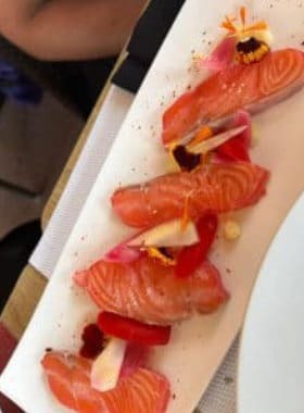 Gravlax de saumon, tobiko wasabi